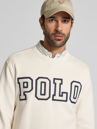 Polo Ralph Lauren Bluza z wyhaftowanym logo i okrągłym dekoltem Złamany biały melanż 3