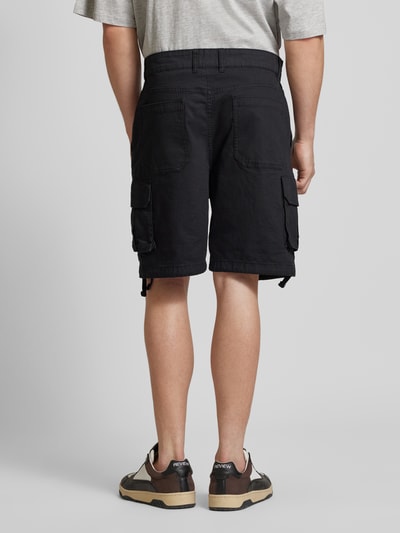 REVIEW Straight leg cargoshort met labelpatch Zwart - 5