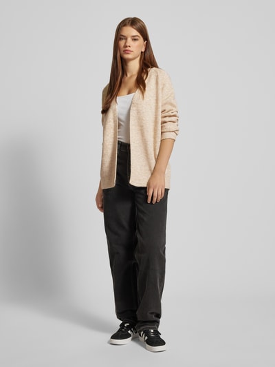 Pieces Regular Fit Cardigan mit Wollanteil in Melange Modell 'ELLEN' Beige 1