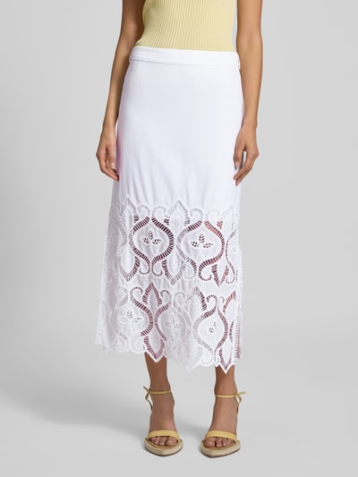 Luisa Cerano Długa spódnica z obszyciem koronką Biały 4