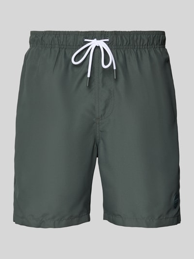 Shiwi Regular fit zwembroek met labelpatch, model 'Mike' Olijfgroen - 1