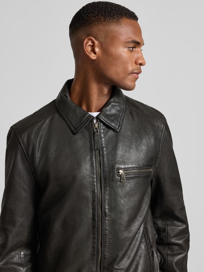 Gipsy Leren jack met ritssluiting, model 'Vintage Short' Antraciet - 3