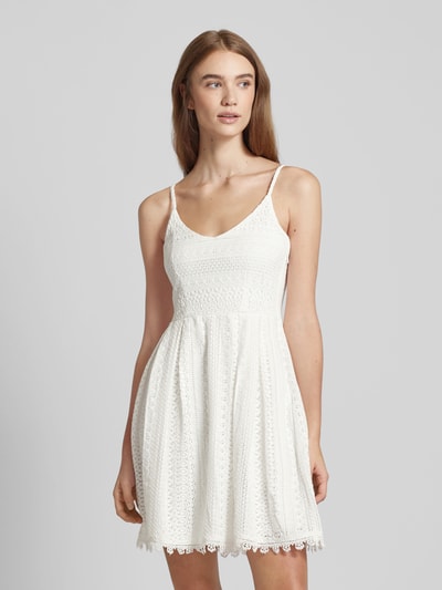 Only Knielange jurk met broderie anglaise, model 'HELENA' Offwhite - 4