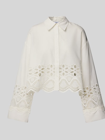 EDITED Cropped Bluse mit Lochstickerei Modell 'Sophia' Offwhite 2