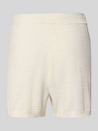 Produktfoto, cremefarbene Pyjama-Shorts mit Label-Stitching Modell 'ARIA' von GUESS, Frottee-Textur, elastischer Bund, gerade Passform