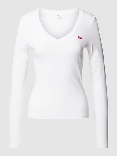 Levi's® Longsleeve mit Logo-Stitching Modell 'VNECK BABY TEE' Weiss 2