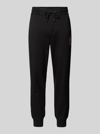 BOSS Relaxed Fit Sweatpants mit Label-Badge Modell 'Lamont' Black 1