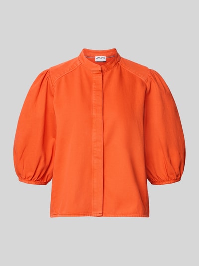Produktfoto, Regular Fit Bluse mit Ballonärmeln von Jake*s Casual in Orange, Reine Baumwolle, verdeckte Knopfleiste, strukturierte Oberfläche