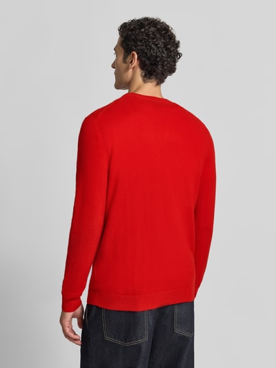 Christian Berg Men Kaschmirpullover mit gerippten Abschlüssen Rot Melange 5