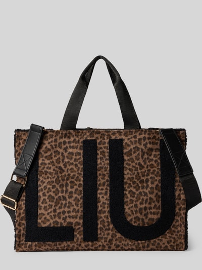 Produktfoto, Tote Bag in Animal-Optik von Liu Jo White aus braunem Material mit schwarzen Details, Logo, verstellbarer Schulterriemen, Reißverschluss-Hauptfach, Innenfach