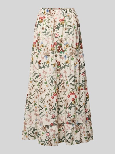 Productfoto, Midirock im Stufen-Look Modell 'Ka44trinaa' van ZABAIONE, A-lijn, bloemenprint, elastische taille, katoen, 97 cm lang, 33 cm breed