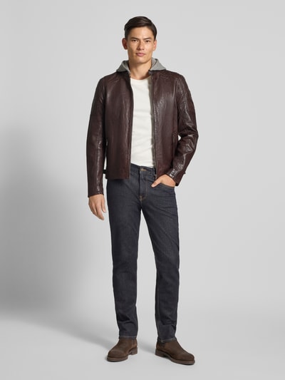 Gipsy Leren jack van echt schapennappa, model 'RYLO' Donkerbruin - 1