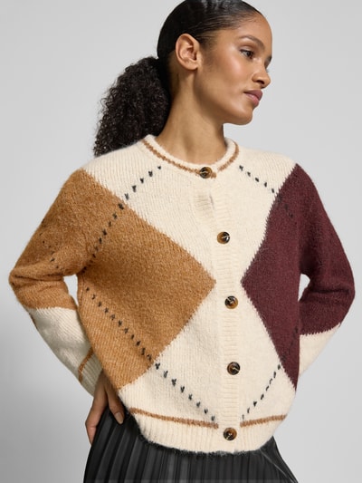 Jake*s Collection Regular Fit Jacke mit Woll-Anteil in Strick-Optik Ecru 3