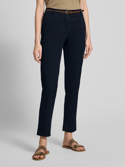 Christian Berg Woman Chino met paspelzakken aan de achterkant en riem Donkerblauw - 4