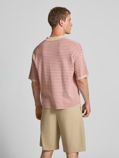 PROHIBITED Relaxed Fit Strick-Poloshirt mit Label-Stitching Rot 5