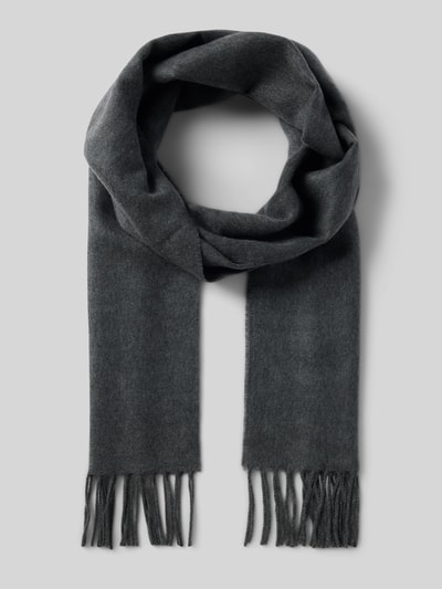 Christian Berg Men Sjaal met franjes Antraciet gemêleerd - 1