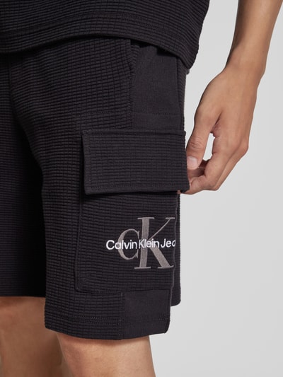 Calvin Klein Jeans Sweatshorts met labelstitching Zwart - 3