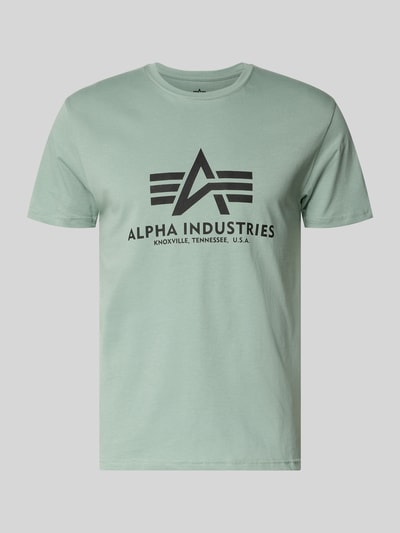 Produktfoto, T-Shirt mit Logo und Rundhalsausschnitt von Alpha Industries in Mintgrün, Reine Baumwolle, Regular-Fit, Logo vorne, Herren