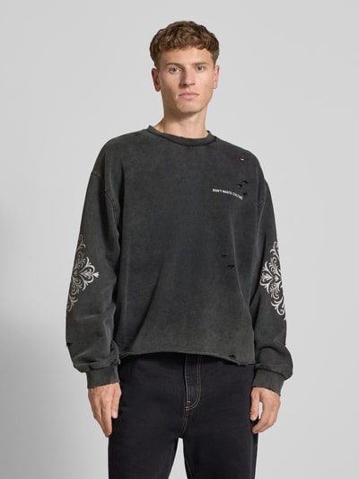 Don´t Waste Culture Sweatshirt in used-look, model 'Urwen' Antraciet - 4