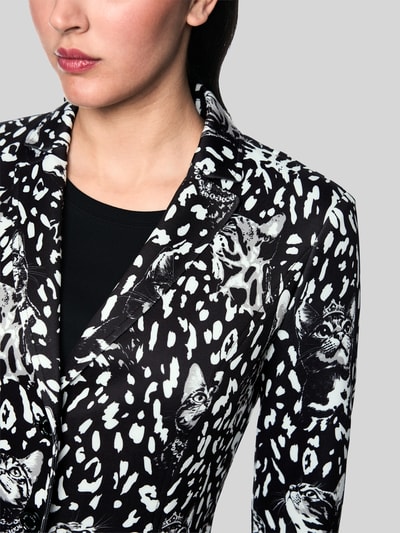 Marc Cain Taillierter Kurzblazer mit Katzenmotiv Black 3