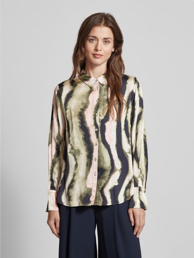 s.Oliver BLACK LABEL Regular fit blouse met lange mouwen en all-over motief Groen - 4