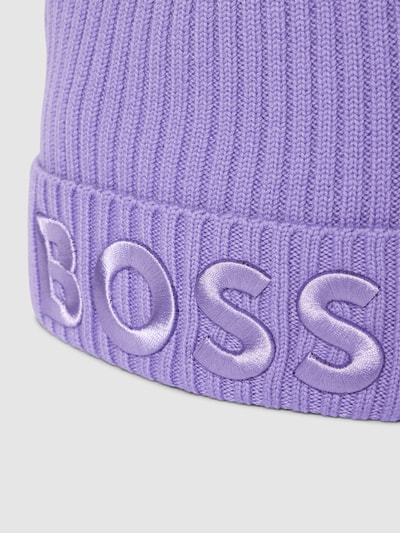 BOSS Black Women Czapka beanie z naszywką z logo model ‘Zaryan’ Jasnofioletowy 2