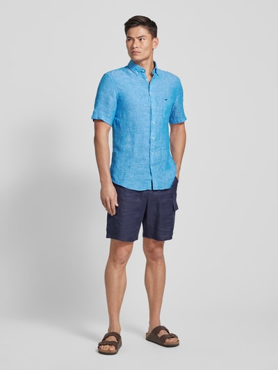 Fynch-Hatton Freizeithemd aus Leinen mit Button-Down-Kragen Modell 'Summer' Royal 1