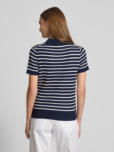 Tommy Hilfiger Regular Fit Strickshirt mit Zopfmuster Marine 5