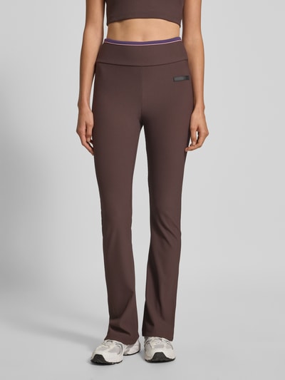 EA7 Emporio Armani Super Skinny Fit Leggings mit Feinripp Dunkelbraun 4