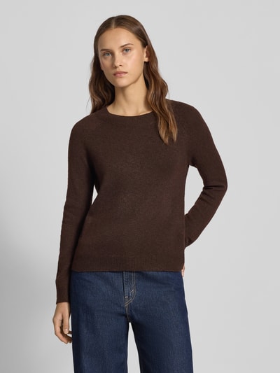 Only Sweter z dzianiny o kroju regular fit z raglanowymi rękawami model ‘RICA’ Czekoladowy melanż 4