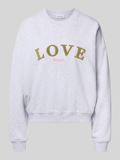 Produktfoto, Sweatshirt mit Statement-Stitching und Rundhalsausschnitt von OH APRIL in Hellgrau, Reine Baumwolle, Regular-Fit, strukturierte Oberfläche