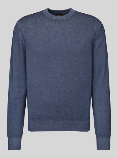 Produktfoto, sweter Regular Fit Pullover aus reiner Schurwolle Modell 'Kestefo' od BOSS Orange, niebieski, gładka faktura