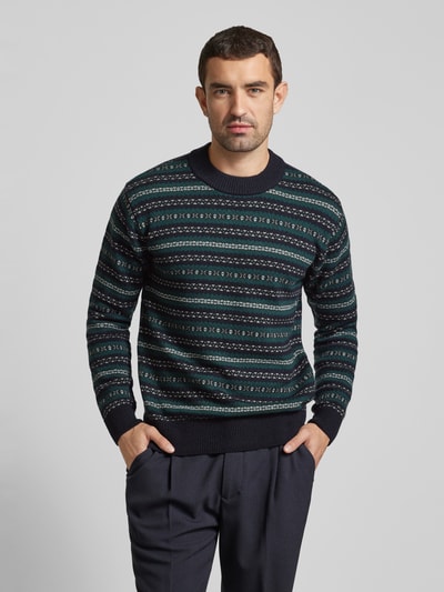 Casual Friday Strickpullover mit gerippten Abschlüssen Modell 'Klaes' Petrol 4