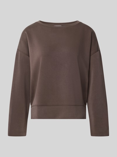 Produktfoto, Sweatshirt met viscose van comma, Materiaalmix met viscose, losse pasvorm, ronde hals, elastische band, effen bruin