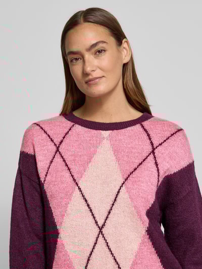 More & More Sweter o kroju relaxed fit z imitacji dzianiny Bordowy 3