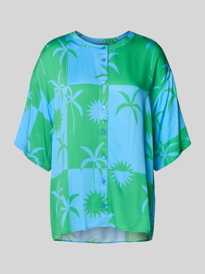 Milano Italy Relaxed Fit Bluse mit durchgehender Knopfleiste Bleu 2