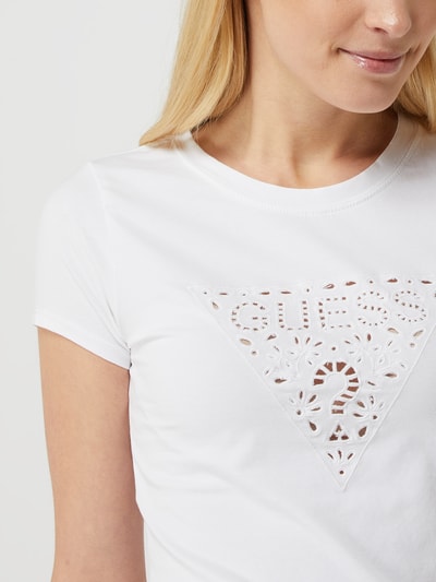 Guess T-Shirt mit Lochstickerei Weiss 3