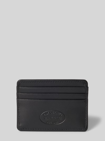 Produktfoto, Kaartetui uit echt leer van Tommy Hilfiger, zeven vakken voor pasjes, logo-applicatie en reliëflogo, zwart, hoogte: 7 cm, breedte: 10 cm, diepte: 0,5 cm.
