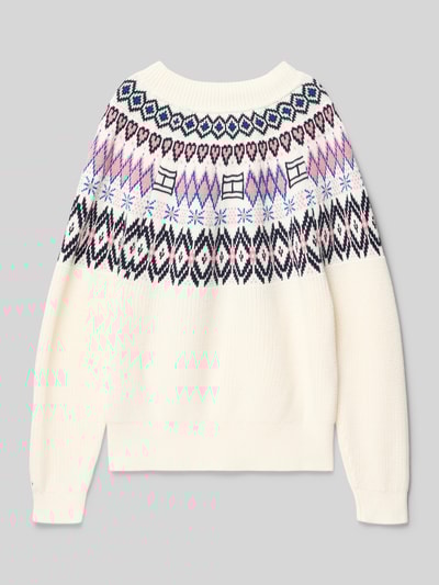 Tommy Hilfiger Teens Regular fit gebreide pullover van zuiver katoen Ecru - 3