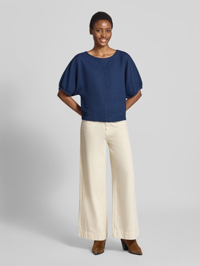 s.Oliver RED LABEL Relaxed Fit Kurzarmbluse aus reiner Baumwolle Marine 1