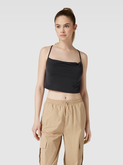 Review Crop Top mit Wasserfall-Ausschnitt Black 4