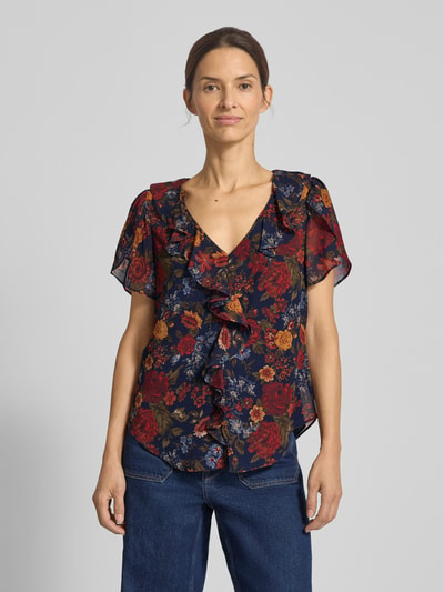 Lauren Ralph Lauren Regular Fit Bluse mit Volants Modell 'BADAYN' Marine Melange 4