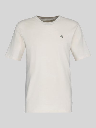 Produktfoto, T-Shirt mit Label-Stitching und Rundhalsausschnitt von Scotch & Soda in Weiß aus reiner Baumwolle, Regular Fit, glatte Textur