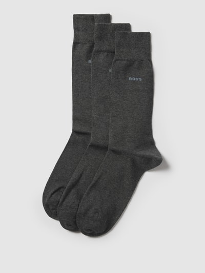 Produktfoto, Socken mit Label-Detail im 3er-Pack von BOSS, Mieszanka bawełny, z dodatkiem streczu, jednokolorowy, prążkowany ściągacz, detal z logo