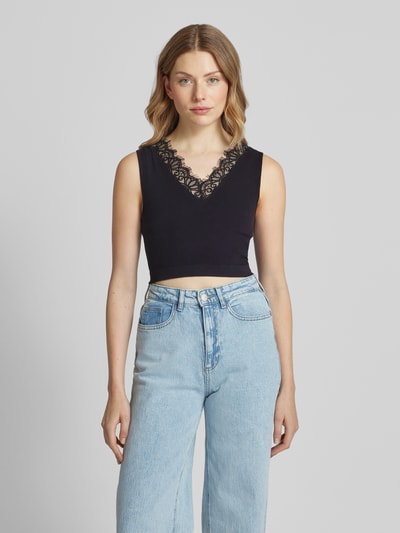 Guess Crop Top in Ripp-Optik Modell 'RAQUEL' BLACK 4