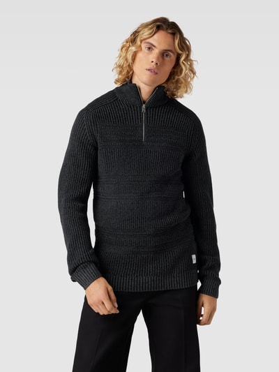 Jack & Jones Sweter z dzianiny ze stójką model ‘DAVIS’ Ciemnoszary melanż 4