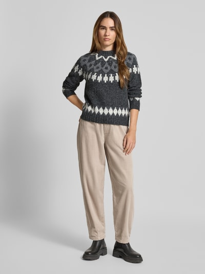 Christian Berg Woman Strickpullover mit gerippten Abschlüssen Anthrazit Melange 1