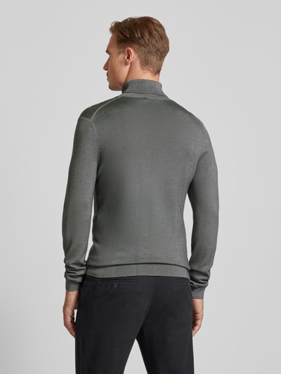 OLYMP Level Five Slim fit gebreide coltrui Steengrijs - 5