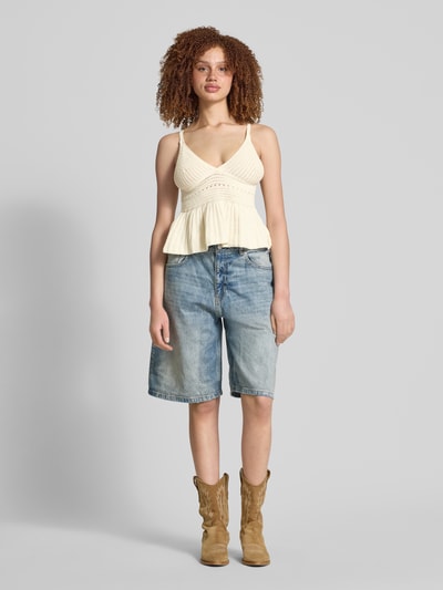 Review Trägertop mit ausgestellter Rockpartie Offwhite 1