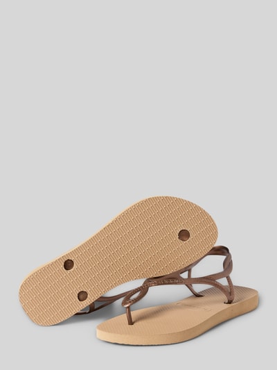 Produktfoto, beżowe Sandalen mit Logo-Detail Modell 'Luna' von Havaianas, zaokrąglony kształt, otwarta pięta, wysokość obcasa 1 cm